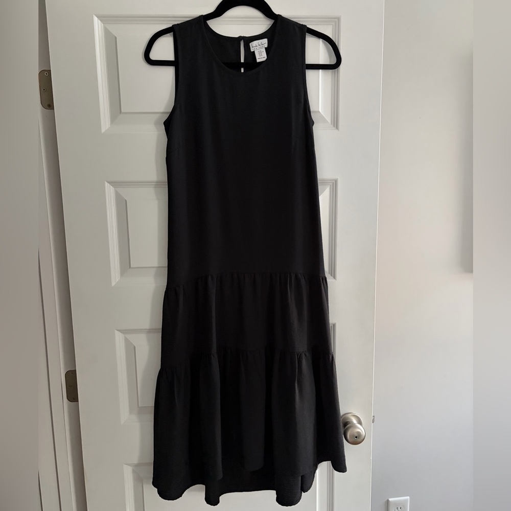Nicole Miller New York Black Sleeveless Tiered Long Dress - XS
